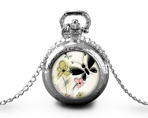 Montre gousset "le papillon",   argenté (ref.713a)