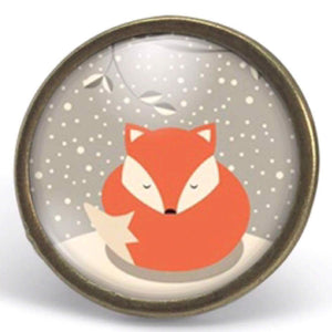 Bague cabochon, bague "renard" illustrée, bronze (ref.96)