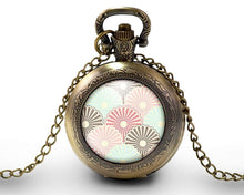 Charger l&#39;image dans la galerie, Montre gousset  Fleurs &quot;Fleurs Japonaises&quot;     bronze (ref.16)