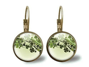 boucles d'oreilles cabochon "Porte bonheur"  (ref.47)