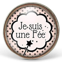 Charger l&#39;image dans la galerie, Bague Cabochon - Petite Baguette &quot;Je Suis Une Fée&quot;, argenté (ref.37a)