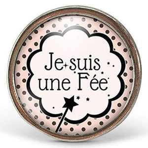 Bague Cabochon - Petite Baguette "Je Suis Une Fée", argenté (ref.37a)