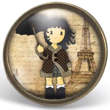 Charger l&#39;image dans la galerie, Bague Cabochon &quot;La Petite Fille à Paris, bronze (ref.35)