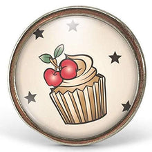Charger l&#39;image dans la galerie, Bague Cabochon &quot;Cupcakes Tatoués&quot;, argenté (ref.93a)