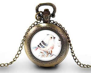 Montre gousset "plumes de pastel", bronze (ref.67)
