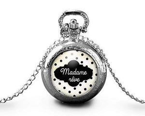 Montre gousset, nuage, rêve "madame Rêve B", argenté (ref.40a)