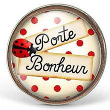 Charger l&#39;image dans la galerie, Bague cabochon, bague illustrée &quot;le porte-bonheur&quot;, Argent(ref.56a)