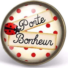 Charger l&#39;image dans la galerie, Bague cabochon, bague illustrée &quot;le porte-bonheur&quot;, bronze (ref.56)