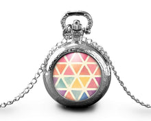 Charger l&#39;image dans la galerie, Montre gousset, triangles &quot;couleurs joyeuses&quot;, argenté (ref.4a)
