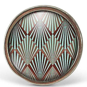 Bague Cabochon - Diamant "diamants abstraits", argenté (ref.17a)