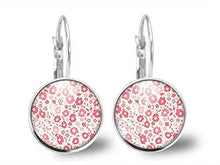 Charger l&#39;image dans la galerie, Boucles d&#39;oreilles Fleurs Cabochon &quot;Liberté Rose&quot;, argenté (ref.12a)