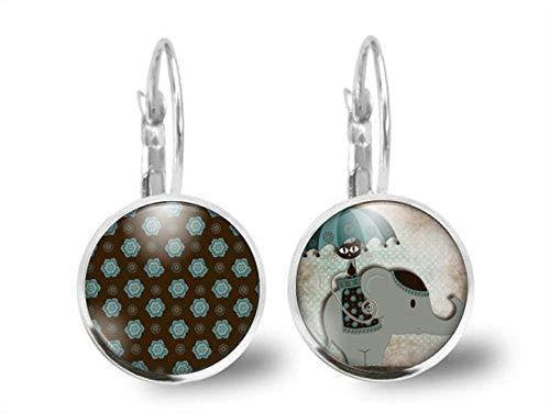 Boucles d'oreilles Éléphant Cabochon 