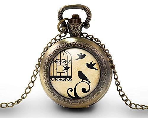Montre gousset, Oiseau, Cage 