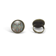 Charger l&#39;image dans la galerie, Bague Cabochon - Diamant &quot;Diamants Abstraites&quot;,bronze (ref.17)