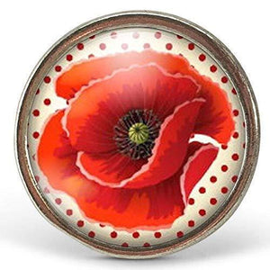 Bague Cabochon "joli Coquelicot", argenté (ref.89a)