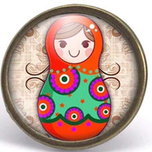 Charger l&#39;image dans la galerie, Bague cabochon, bague illustrée par matryoshka, &quot;la poupée russe&quot;, bronze (ref.75)