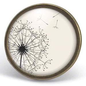 Ciseaux à bague cabochon, "pissenlits", bronze (ref.91)