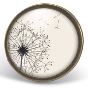 Ciseaux à bague cabochon, "pissenlits", bronze (ref.91)