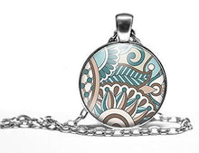 Charger l&#39;image dans la galerie, Collier cabochon, collier illustré &quot;motifs doux&quot;,   argenté (ref.60a)