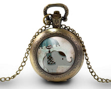 Charger l&#39;image dans la galerie, Montre gousset  Eléphant &quot;le chat et l&#39;éléphant&quot;    bronze (ref.25)