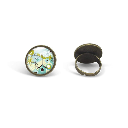 Bague cabochon, hibou 
