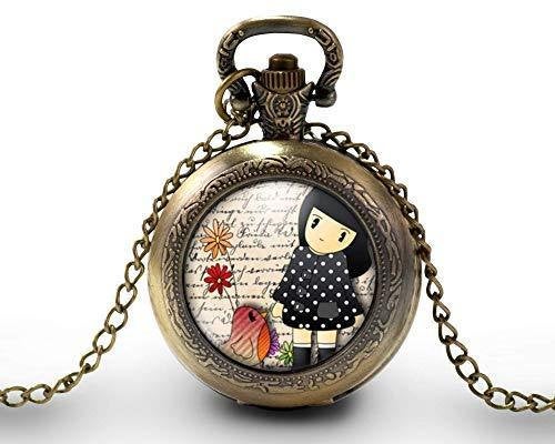 Montre gousset, Fille, Oiseau, 