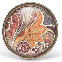 Charger l&#39;image dans la galerie, Bague Cabochon - Fleur &quot;Les Fleurs de Cachemire&quot; , argenté (ref.53a)