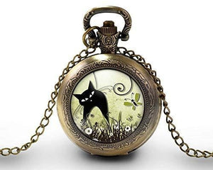Montre gousset "le chat dans le pré", bronze (ref.703)