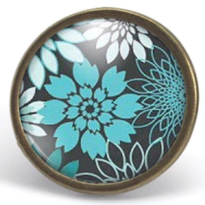Bague Cabochon - Fleur "Les Fleurs Vertes" ,  bronze (ref.7)