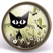 Charger l&#39;image dans la galerie, Bague Cabochon &quot;Le Chat Dans Le Pré&quot;,bronze (ref.70-2)