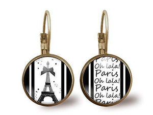 Boucles d'oreilles Cabochon "Paris", bronze (ref.90)