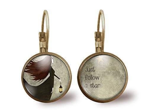 Boucles d'oreilles cabochon,boucles d'oreilles illustrées 