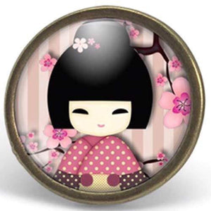 Bague Cabochon, Kokeshi "Kokeshi Rose" -   bronze (ref.38)