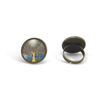 Charger l&#39;image dans la galerie, Bague cabochon, bague illustrée Klimt &quot;l&#39;arbre de la vie&quot;,   bronze (ref.59)