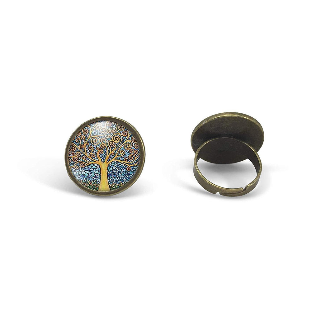 Bague cabochon, bague illustrée Klimt 