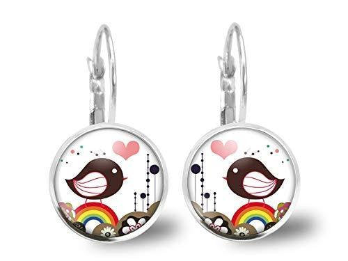 Boucles d'oreilles Cabochon,  boucles d'oreilles illustrées, 