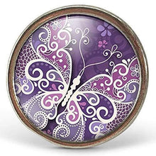 Charger l&#39;image dans la galerie, Bague Cabochon - Papillon &quot;Papillon Violet&quot;, argenté (ref.43a)