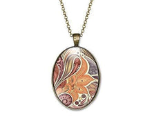 Charger l&#39;image dans la galerie, Collier Cabochon Fleur &quot;Les Fleurs de Cachemire&quot;,  bronze (ref.53)