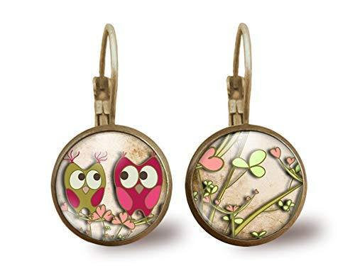 Boucles d'oreilles cabochon hibou 