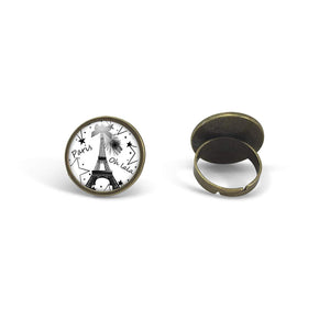 Bague Cabochon "paris", bronze (ref.90)