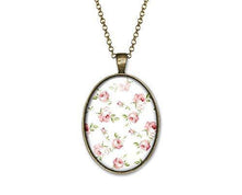 Charger l&#39;image dans la galerie, Collier Fleurs Cabochon &quot;chic Shabby&quot;  bronze (ref.14)