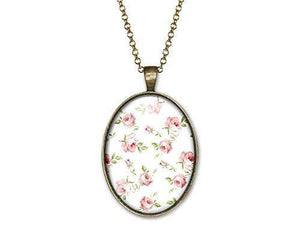 Collier Fleurs Cabochon "chic Shabby"  bronze (ref.14)