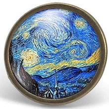 Charger l&#39;image dans la galerie, Bague Cabochon - Van Gogh &quot;La Nuit Étoilée&quot;, bronze (ref.15)