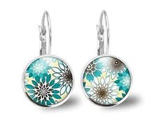 Charger l&#39;image dans la galerie, Boucles d&#39;oreilles Fleur Cabochon &quot;Fleurs d&#39;été&quot;  argenté (ref.8a)