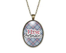 Charger l&#39;image dans la galerie, Collier Cabochon, Londres &quot;i Love London&quot; bronze (ref.36)