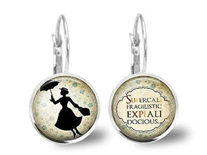 Boucles d'oreilles Cabochon "Mary Poppins",   argenté (ref.95a)