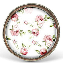 Charger l&#39;image dans la galerie, Bague Cabochon - Fleurs &quot;chic Shabby&quot; , argenté (ref.14a)