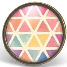 Charger l&#39;image dans la galerie, Bague Cabochon, Triangles &quot;Couleurs Heureuses&quot; -   bronze (ref.4)