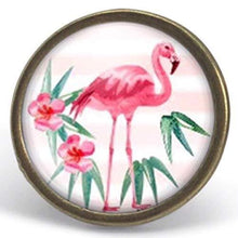 Charger l&#39;image dans la galerie, Bague Cabochon -  &quot;Le flamand rose&quot;, bronze (ref.6)