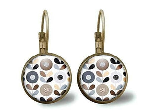 boucles d'oreilles cabochon "Fleurs d'automne", bronze (ref.22)